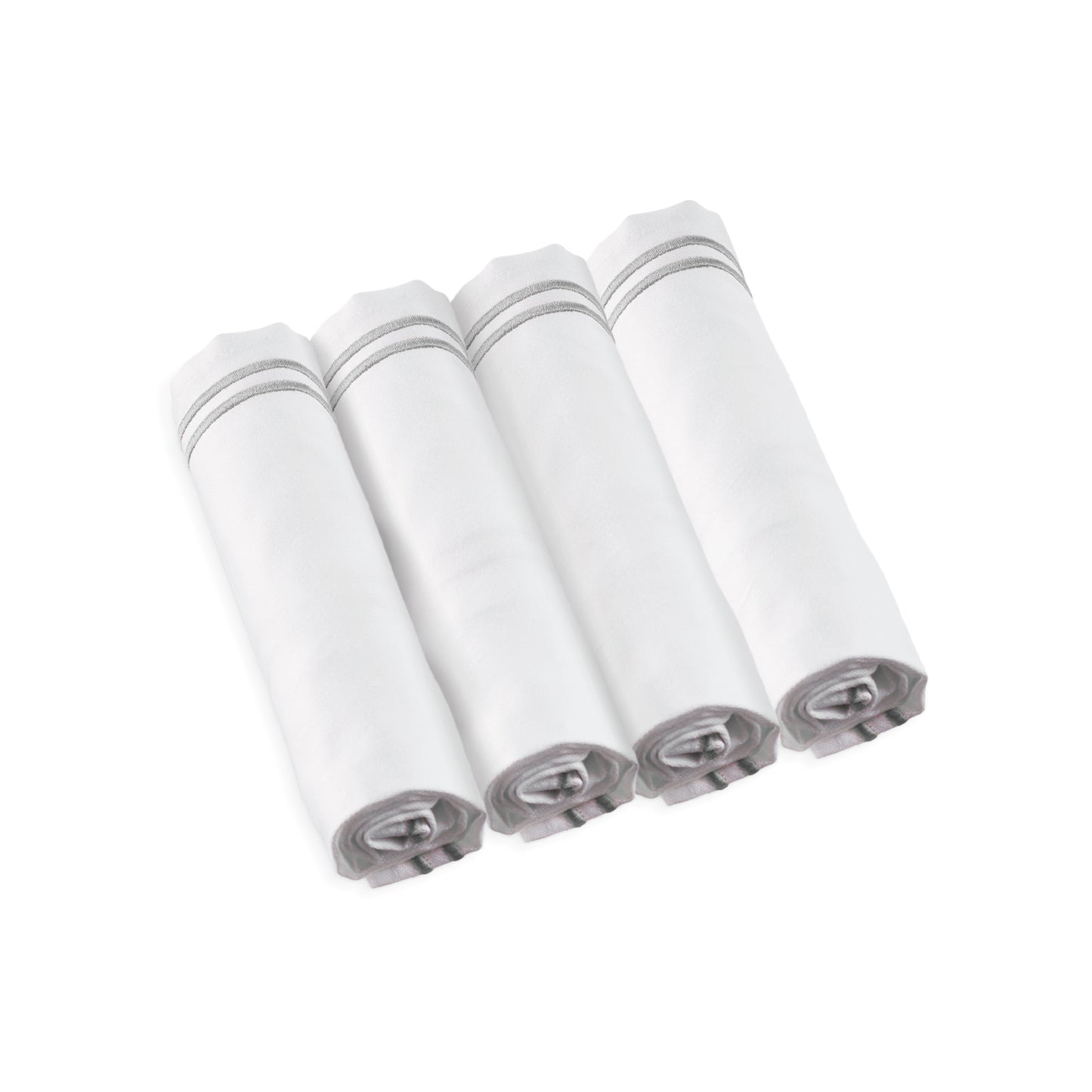 Double Rim Cloth Napkins- Silver- Set of 4