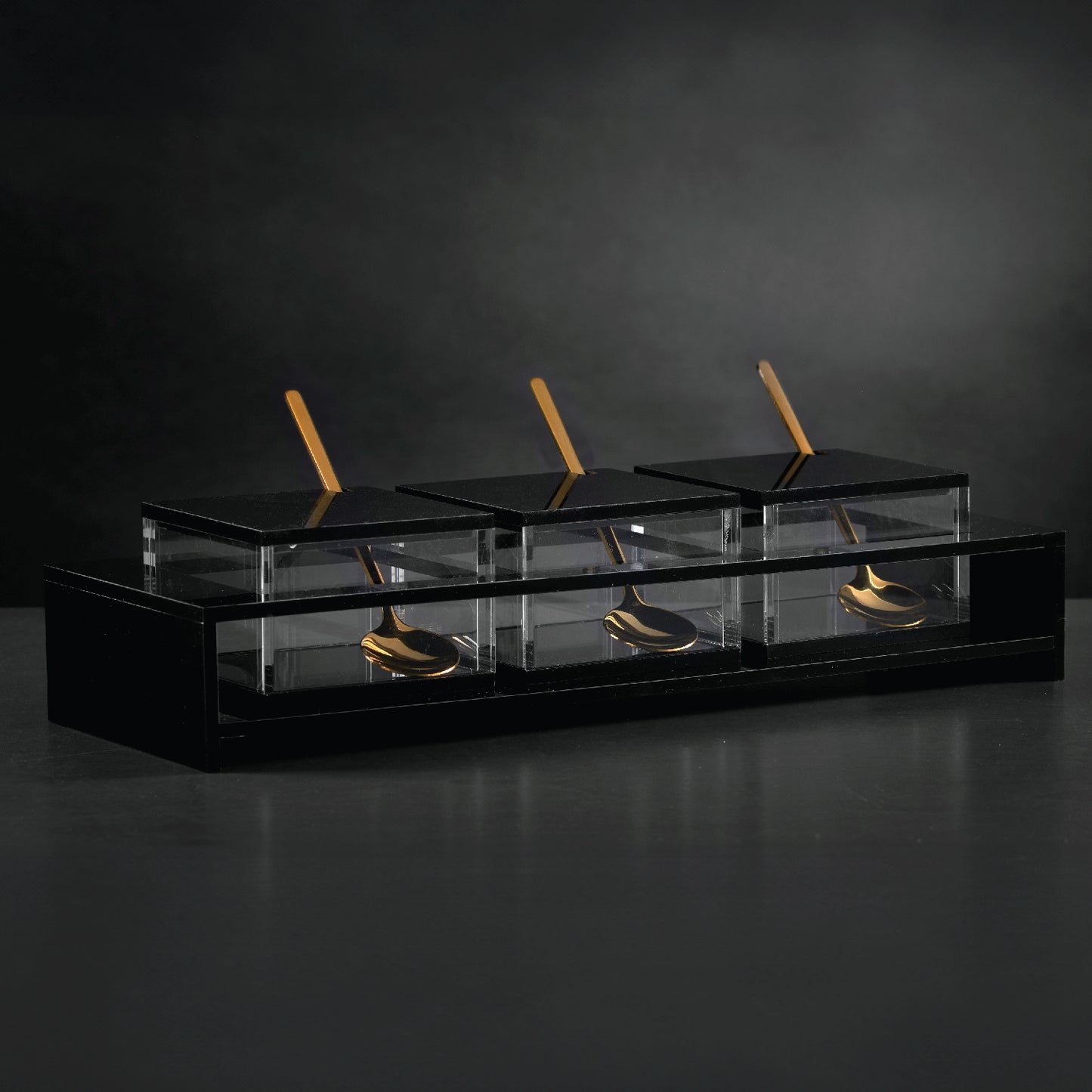 Square Dip Bowl Set- Black Lucite