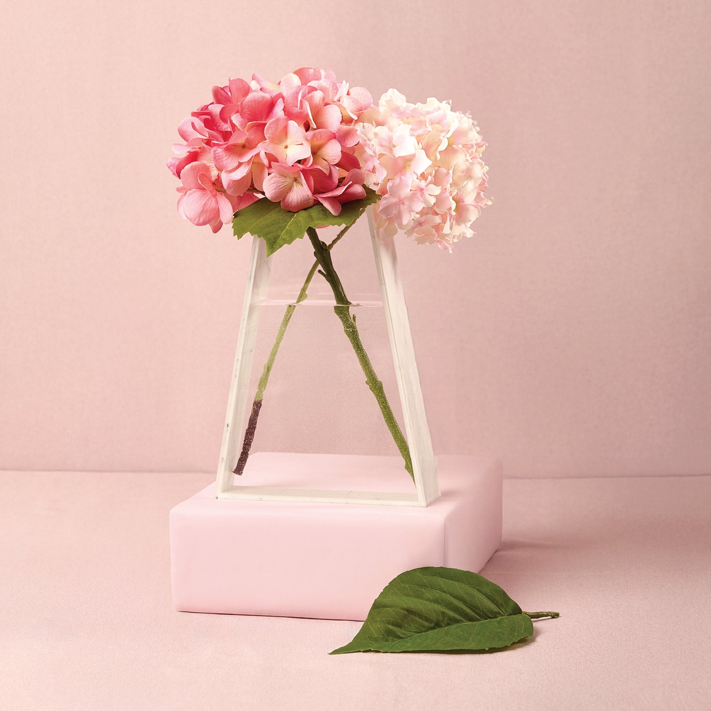 Triangle Vase- White Marble Lucite