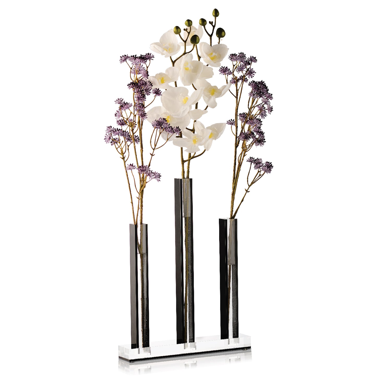 Triple Vase Centerpiece- Black Lucite