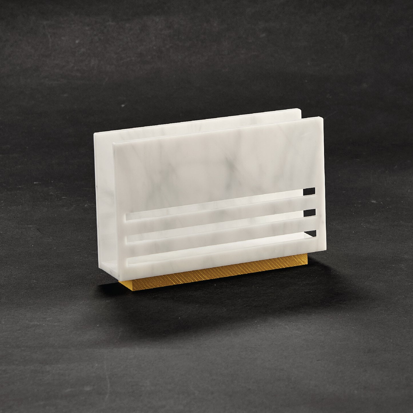Triple Line Napkin Holder- White Marble Lucite
