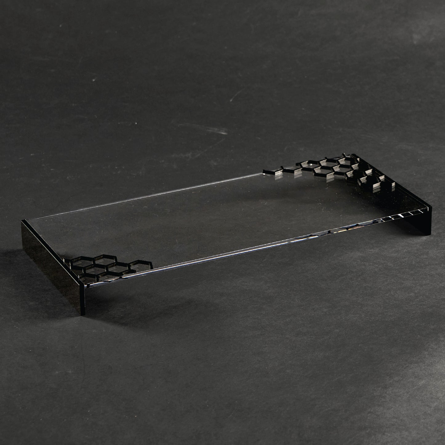 Honeycomb Laser Cut Tray- Black Lucite