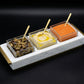 3 Dip Bowl Set- White Marble / Gold