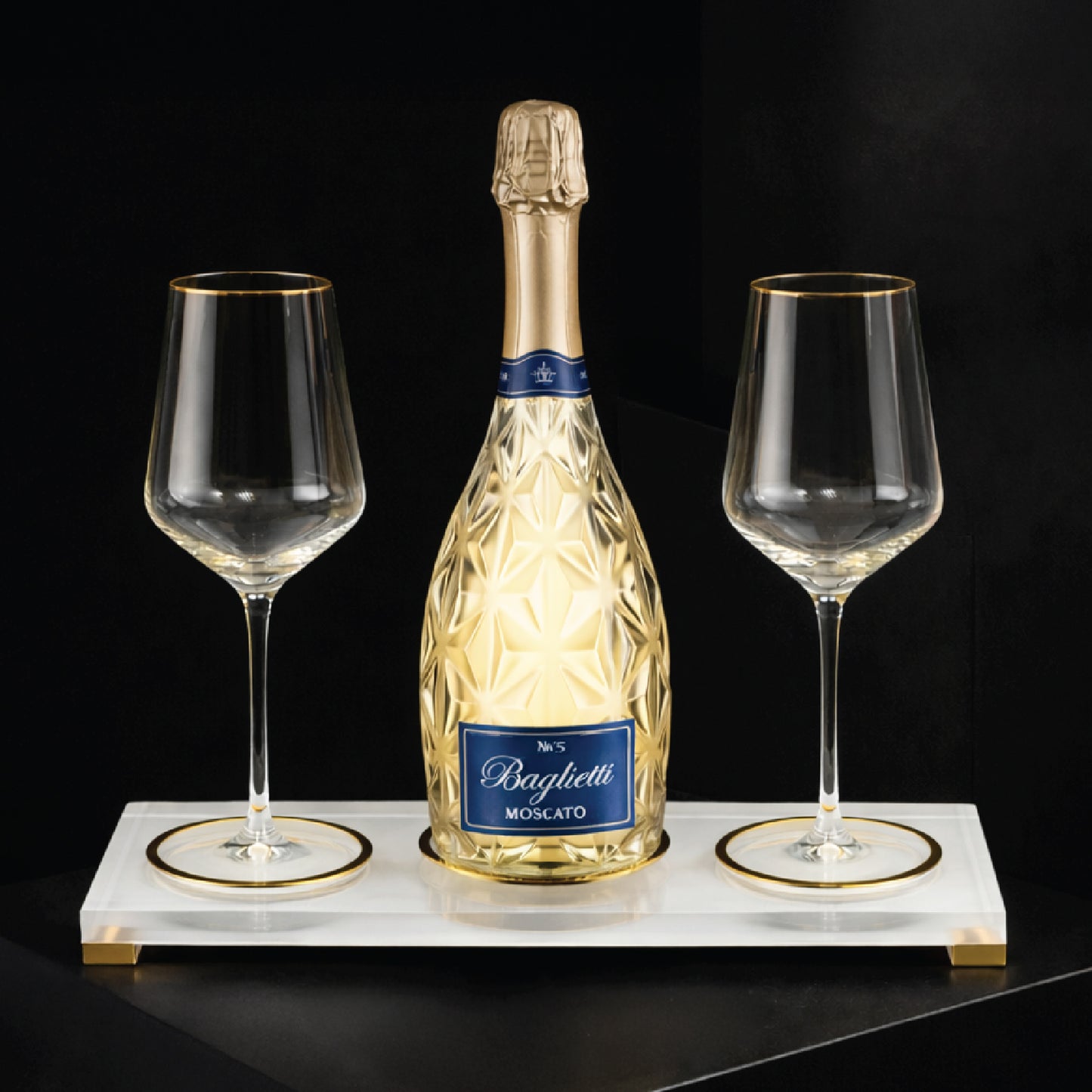 Wine Bottle Display with Glasses