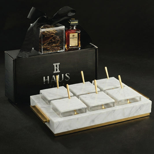 6 Dip Bowl Set Mishloach Manos- White Marble