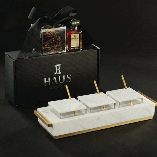 3 Dip Bowl Set Mishloach Manos- White Marble