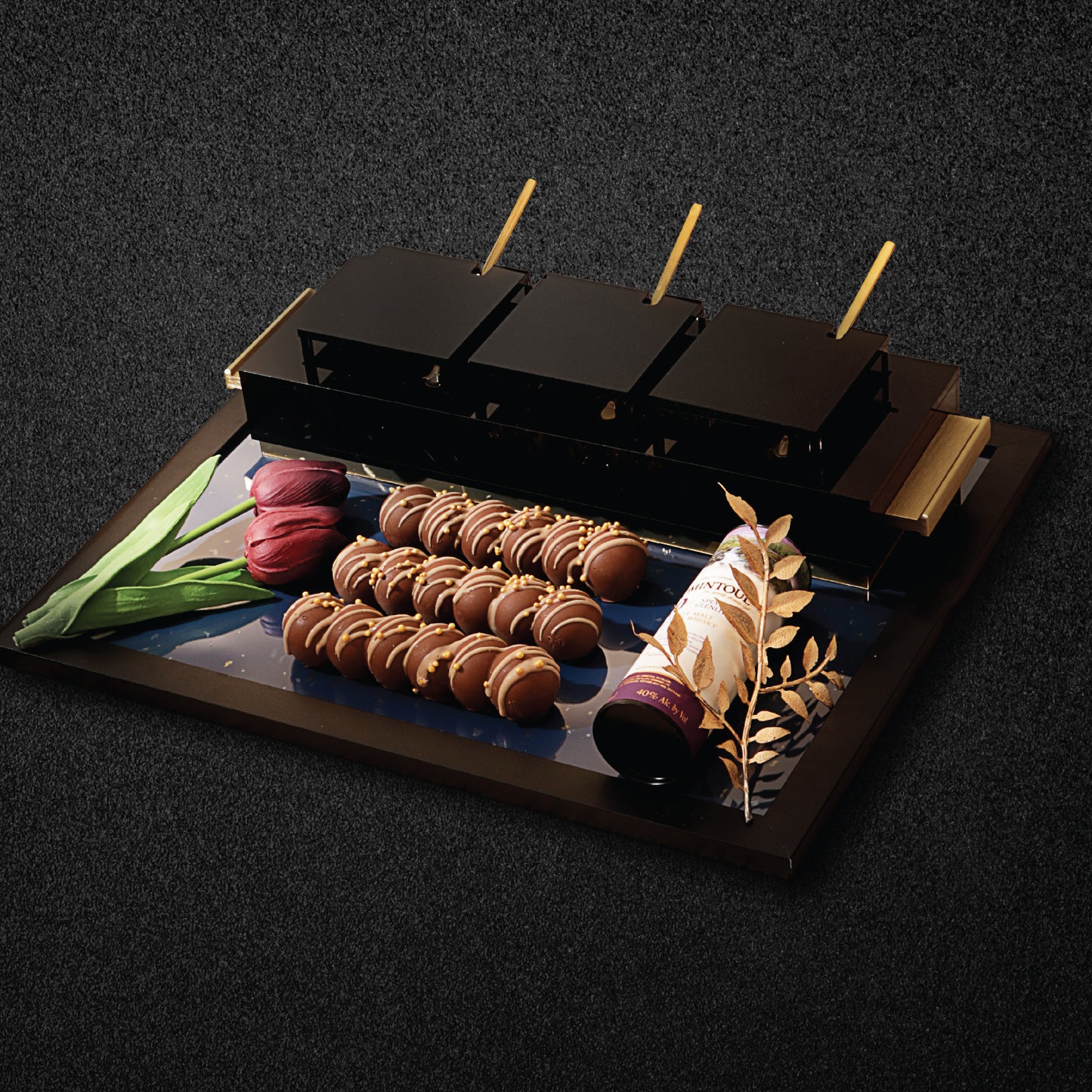 Black 3 Dip Bowl Set Chocolate Arrangement