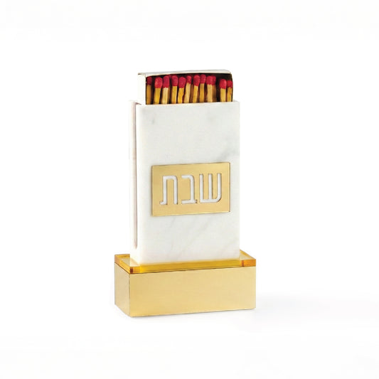 Shabbos Matchbox Holder with Gold Base