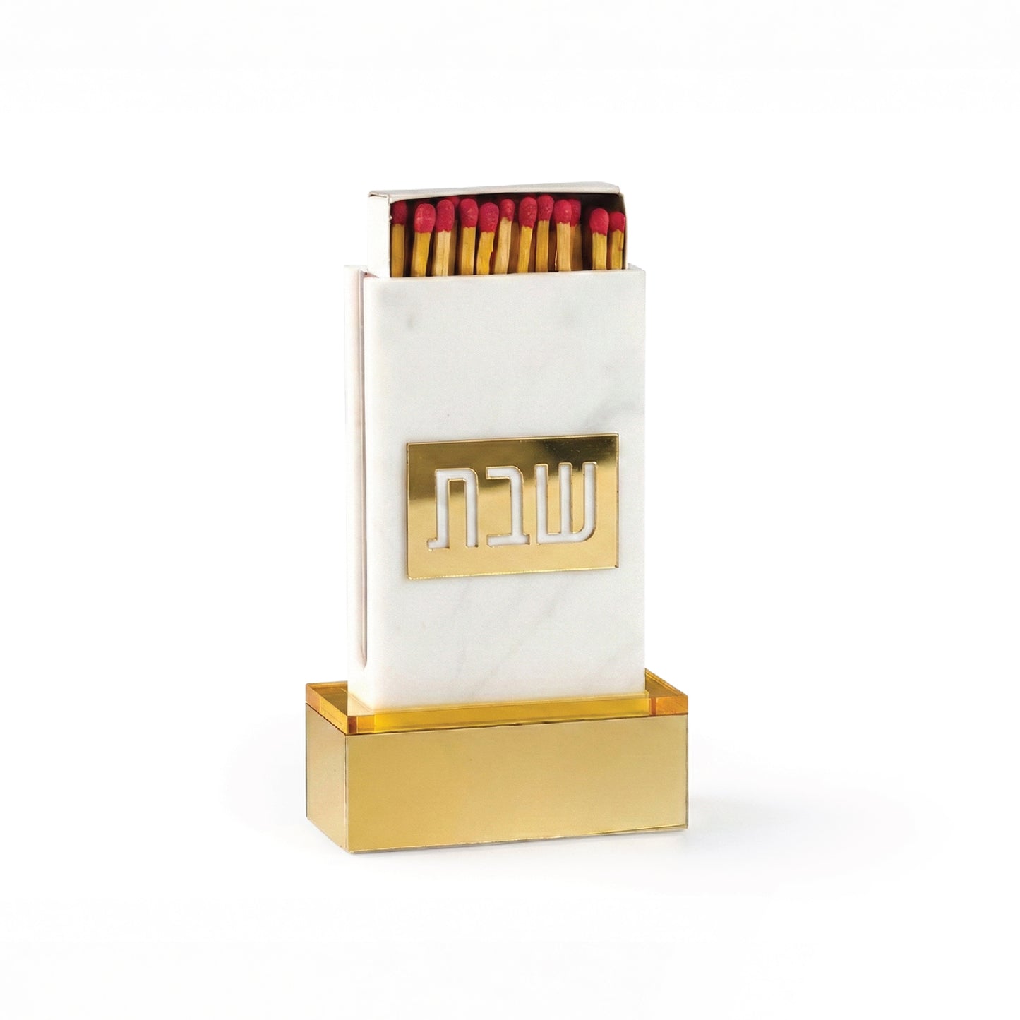 Shabbos Matchbox Holder with Gold Base