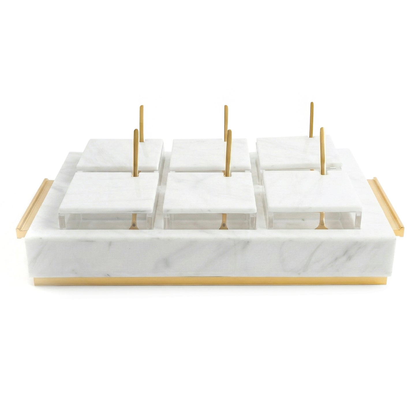 6 Dip Bowl Set- White Marble / Gold