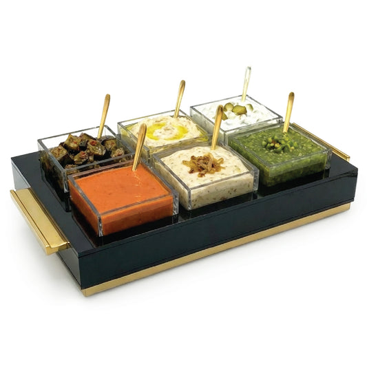 6 Dip Bowl Set- Black / Gold