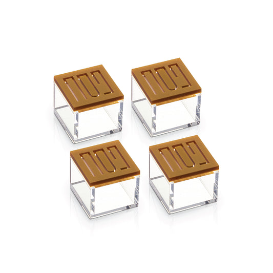 Square Pesach Napkin Rings- Gold Lucite- Set of 4