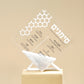 Honeycomb Simanim Cards(5) with Triangular Base- White Marble Lucite