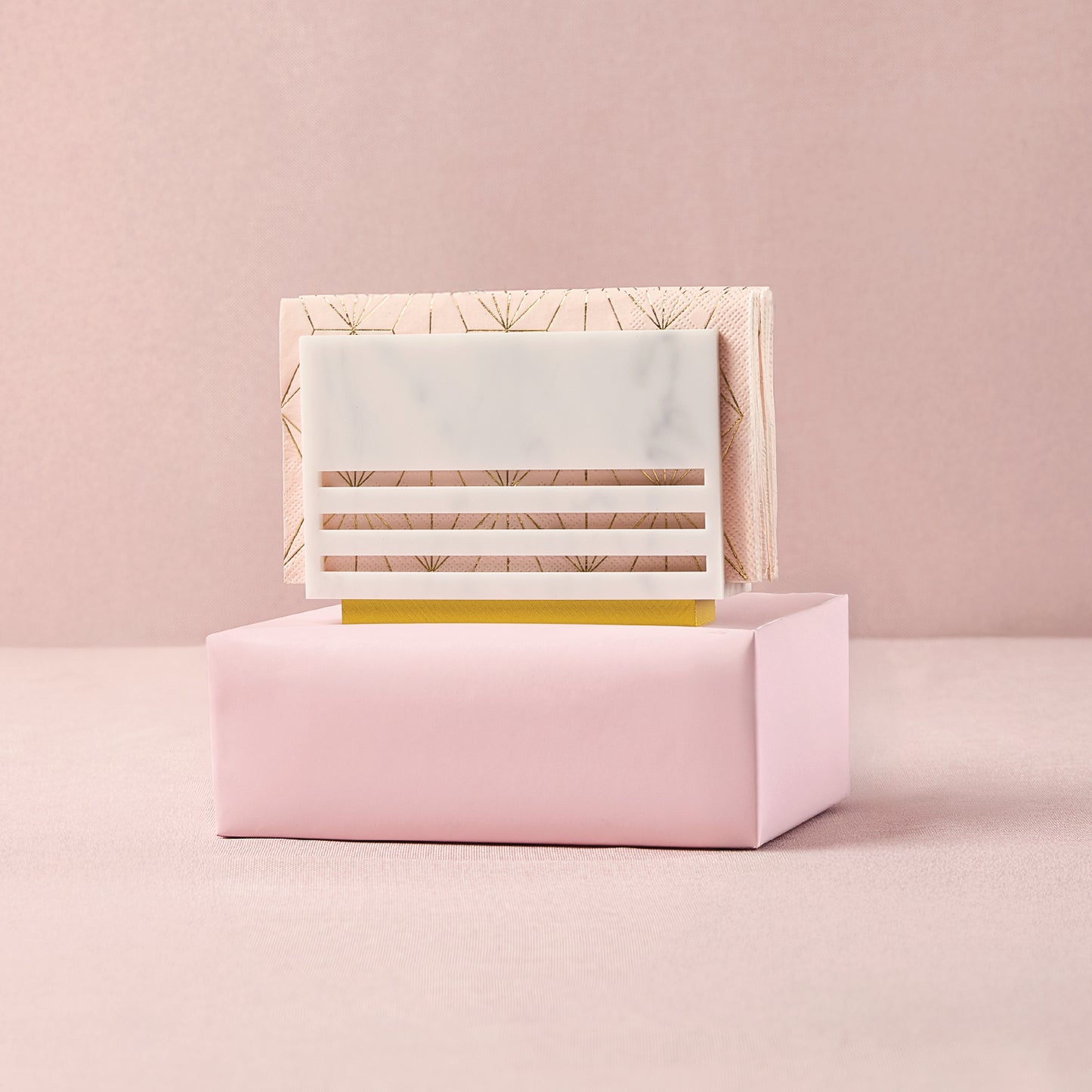 Triple Line Napkin Holder- White Marble Lucite
