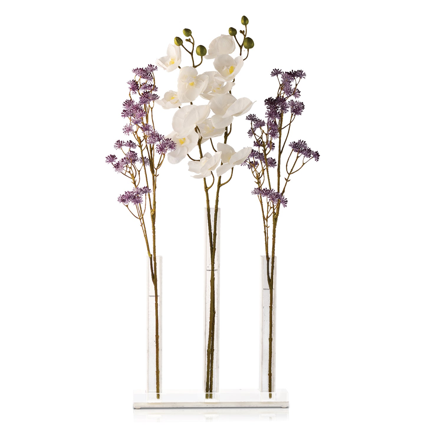 Triple Vase Centerpiece- White Marble Lucite