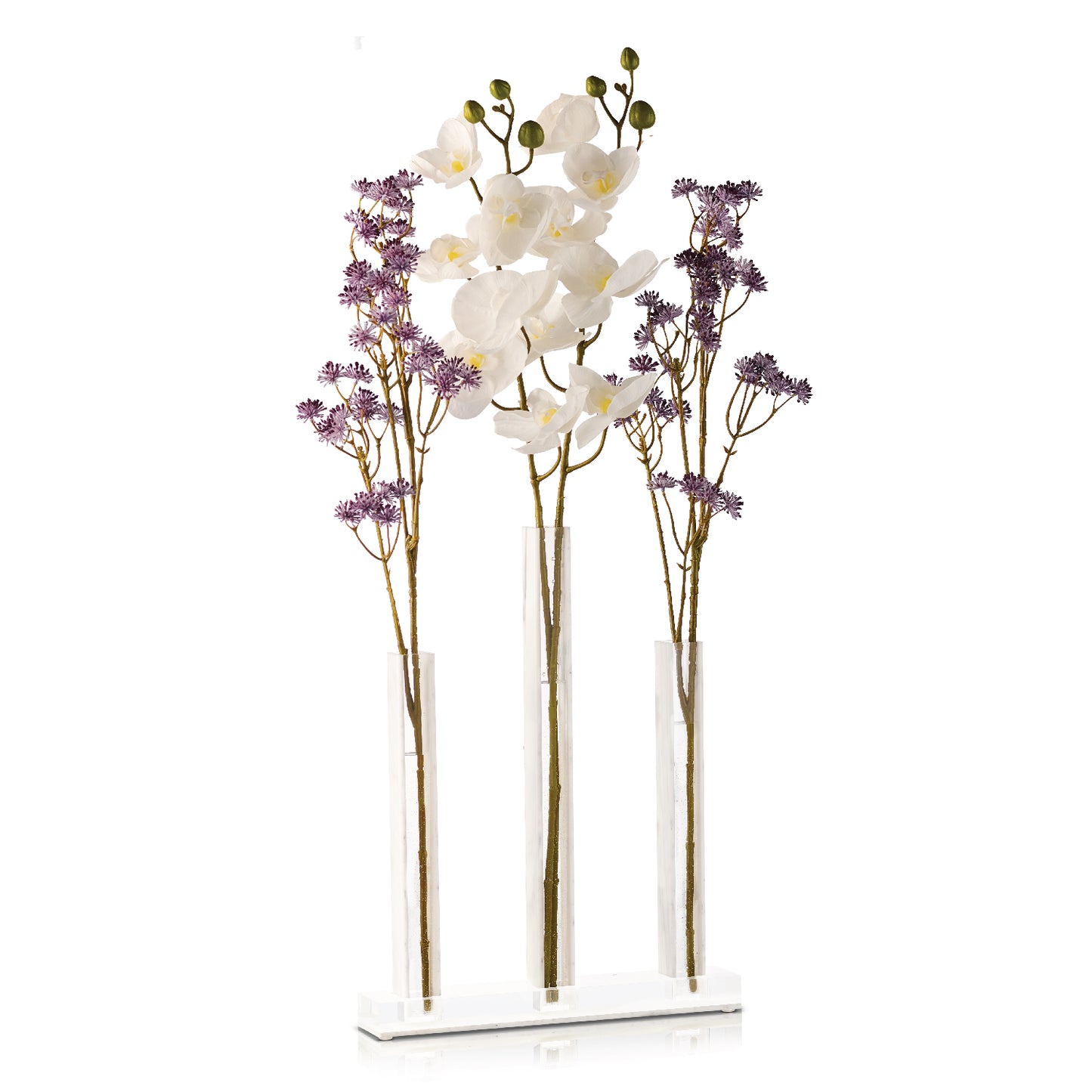 Triple Vase Centerpiece- White Marble Lucite