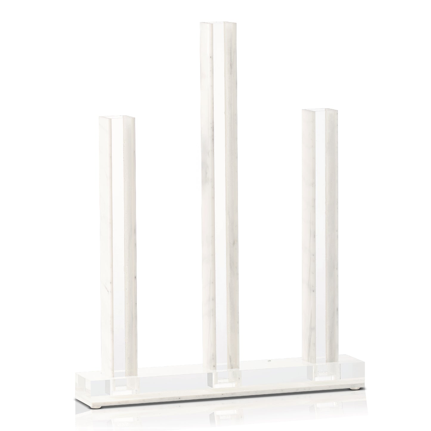 Triple Vase Centerpiece- White Marble Lucite