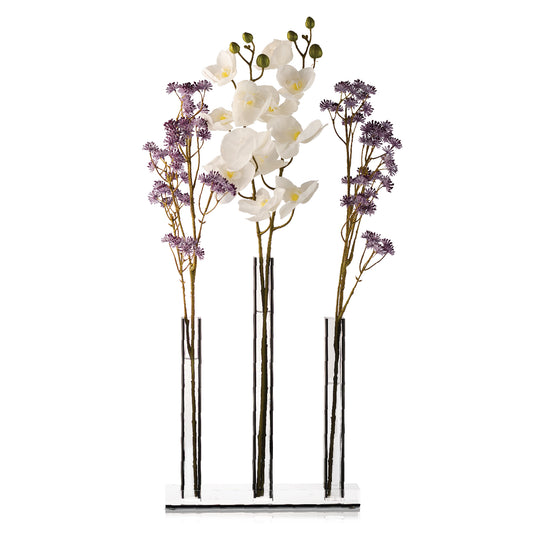 Triple Vase Centerpiece- Black Lucite