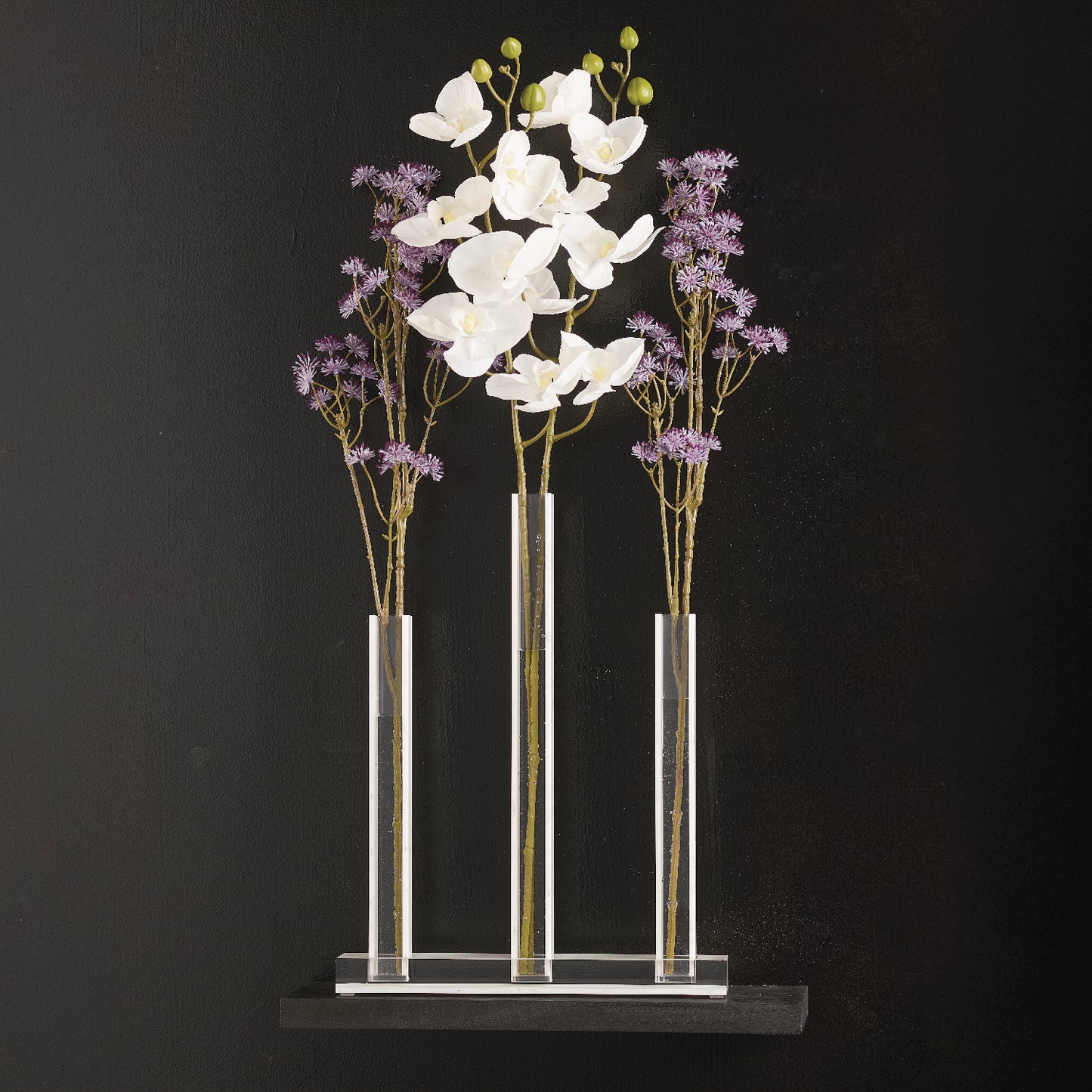 Triple Vase Centerpiece- White Marble Lucite