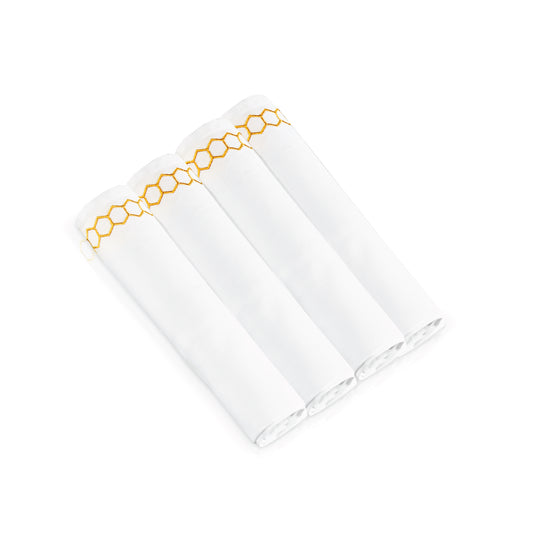 Honeycomb Cloth Napkins- Gold- Set of 4