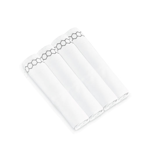 Honeycomb Cloth Napkins- Silver- Set of 4