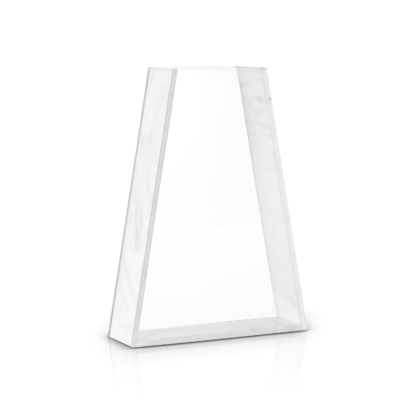 Triangle Vase- White Marble Lucite