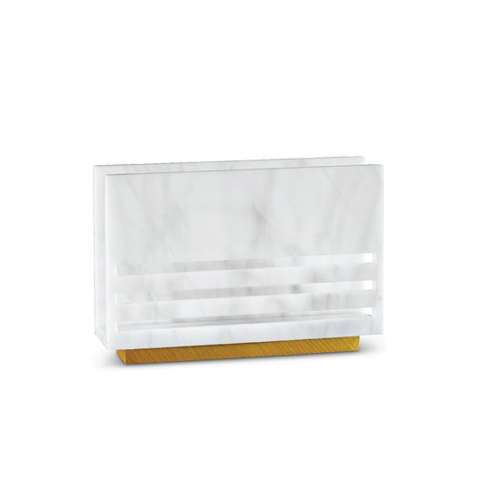 Triple Line Napkin Holder- White Marble Lucite