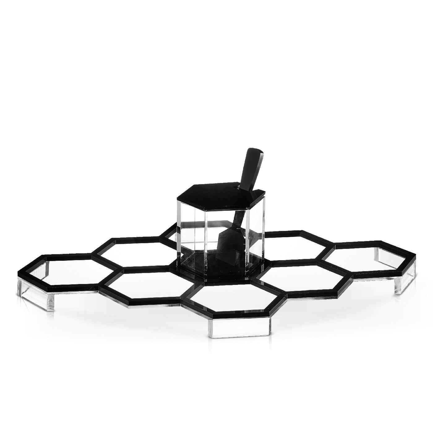 Honeycomb Tabletop Simanim Tray- Black Lucite