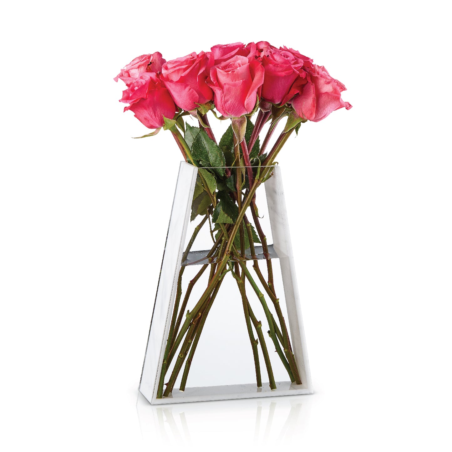 Triangle Vase- White Marble Lucite