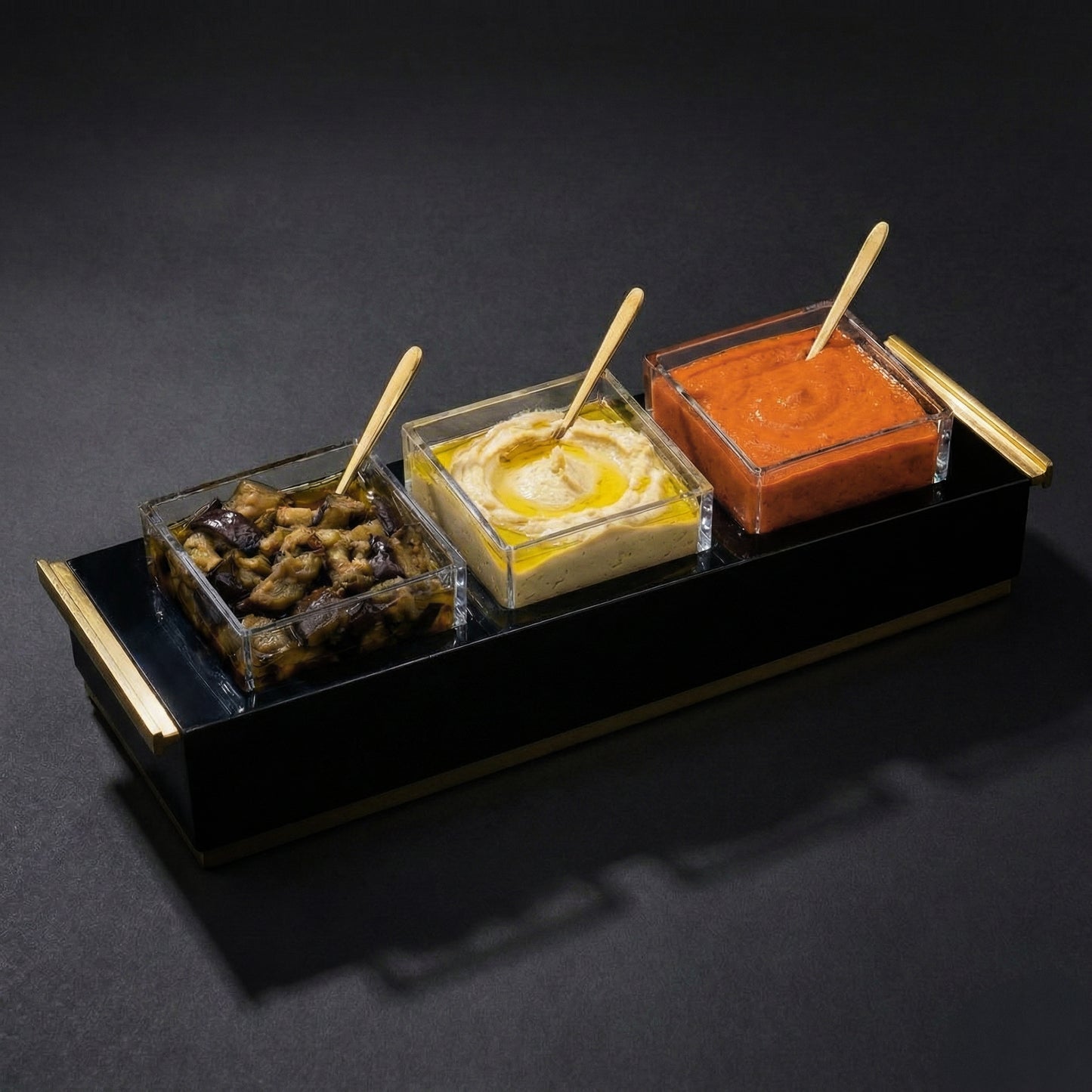 3 Dip Bowl Set- Black / Gold