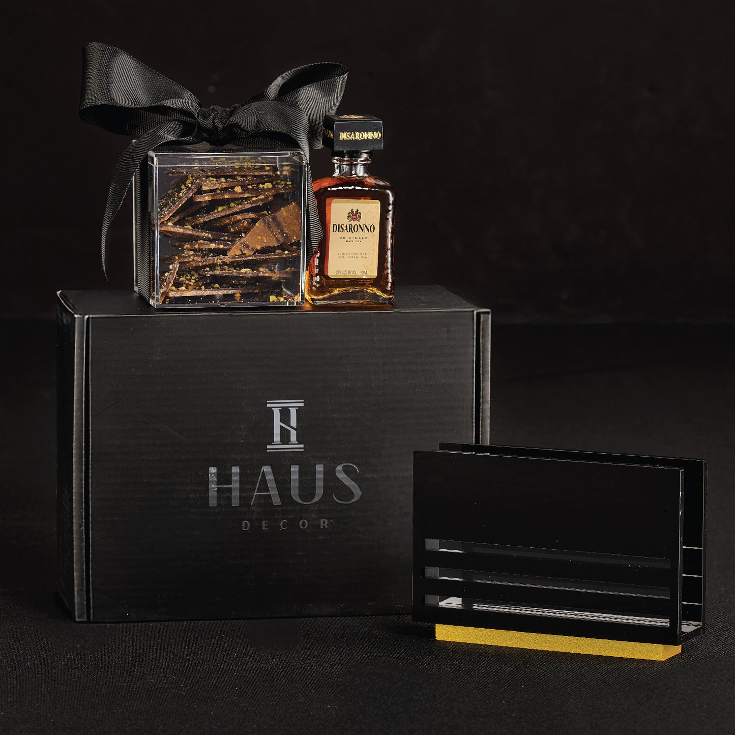 Triple Line Napkin Holder Mishloach Manos- Black