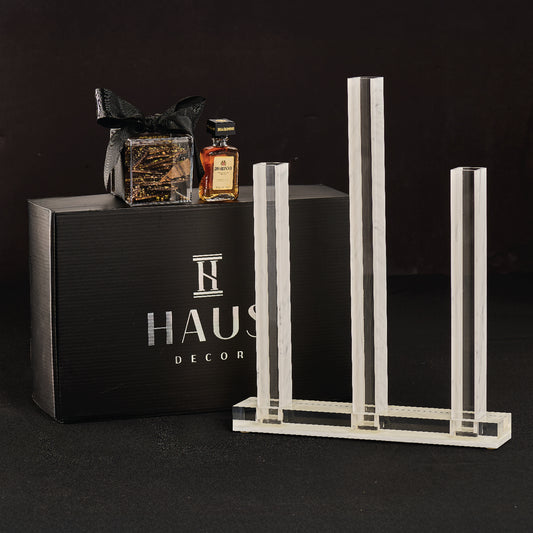 Triple Vase Centerpiece Mishloach Manos- White Marble